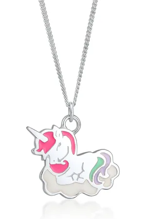 Elli Silber 925 Halskette Kinder Einhorn Wolke Emaille für Damen - 36 cm