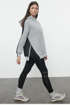 Trendyol Sport-sweatshirt Mit Farbblockdesign Und Weiter Passform Aus Fleece In Anthrazit - für Damen - S