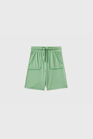 Benetton Pistaziengrüne Shorts Aus Bio-baumwolle Mit Logo-tasche Für Jungen für Herren - 7–8 Jahre