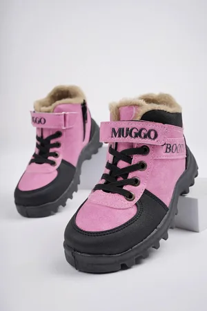 Muggo Trudy Garantiert Kältebeständige Kinderstiefel Mit Fell, Klettverschluss Und Schnürung - 33