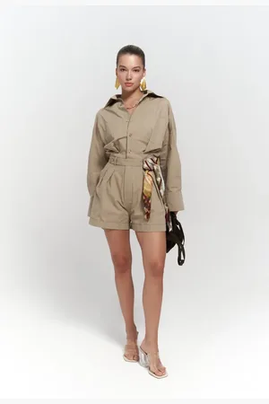 MAI Moaen Kurzer Steinoverall Mit Gürteldetail für Damen - M