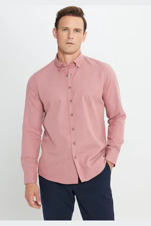 Altınyıldız Classics Weinrotes Oxford-flanellhemd Im Slim Fit – Geknöpfter Kragen, Slim Fit für Herren - XL