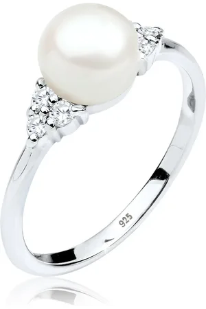 Elli 925er Silber Zirkonia Perle Ring Wasserzucht für Damen - 56