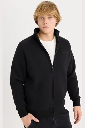 DeFacto Box-fit-strickjacke Mit Stehkragen, Bedruckt, Innen Weich, Mit Federn, für Herren - L