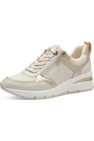 Tamaris Low Sneaker Low Top 1-23721-42 430 Ivory Comb Kunstleder Mit Removable Sock für Damen - 37