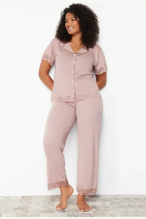 Trendyol Dusty Rose Spitzen-strickpyjama-set Tbsss22pt0623 für Damen - 4XL