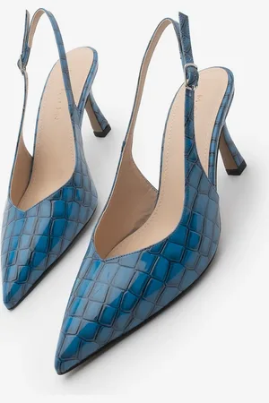 Marjin Stiletto-schuhe Mit Spitzer Zehenpartie Und Offenem Absatz Im Kroko-stil – Andis Blue - 37