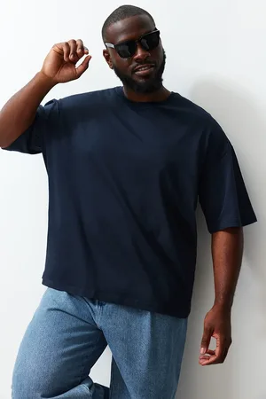 Trendyol Marineblaues Oversize-t-shirt Aus Baumwolle In Übergröße – für Herren - 6XL