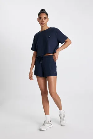 DeFacto Fit Sportliche, Gerippte Shorts Mit Geradem Bein für Damen - L