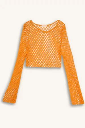 DeFacto Declara X Strandtop, Kurz, Langärmlig, Netzstoff - für Damen - XS