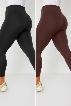 Trendyol Braun 2er-pack Strick-leggings Mit Hoher Taille Und Übergröße für Damen - 2XL