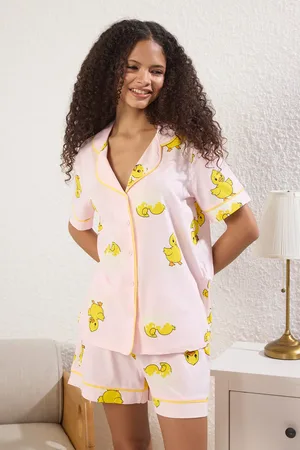 Trendyol Pyjama-set Aus 100 % Baumwolle Mit Gelenkmuster für Damen - M