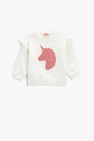 Koton Sweatshirt Mit Applikation Und Detailliertem Rundhalsausschnitt Aus Baumwolle für Damen - 3–5 Jahre
