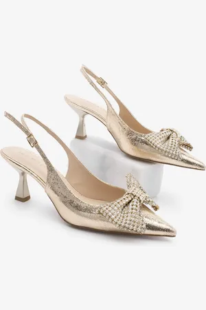 Marjin Goldfarbene Stiletto-schuhe Mit Spitzer Zehenpartie Und Schleifendetail Und Steinabsatz für Damen - 36