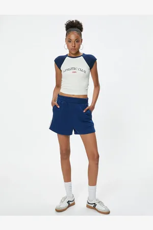Koton Kurzes Sport-t-shirt Mit Rundhalsausschnitt, Bedruckt, Raglan-ärmel, Slim Fit für Damen - XL