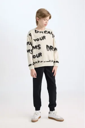 DeFacto Set Mit 2 Gemusterten Sweatshirts Mit Rundhalsausschnitt Und Jogginghosen Für Jungen für Herren - 5–6 Jahre