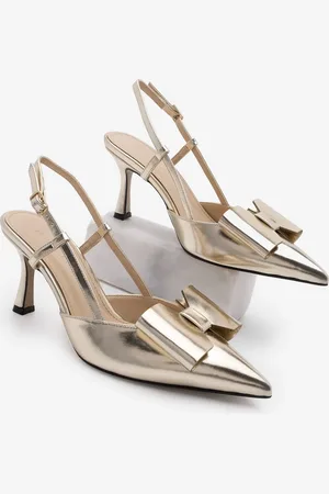 Marjin Stiletto Spitze Zehe Schleife Detail Slingback Schuhe Losi Gold - 36