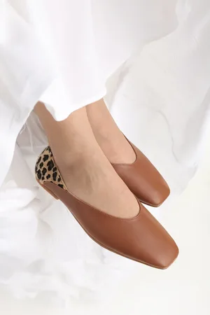 Shoeberry Ballerinas „fayen Tan Skin“ Mit Leopardenmuster Und Detailliertem Detail für Damen - 39