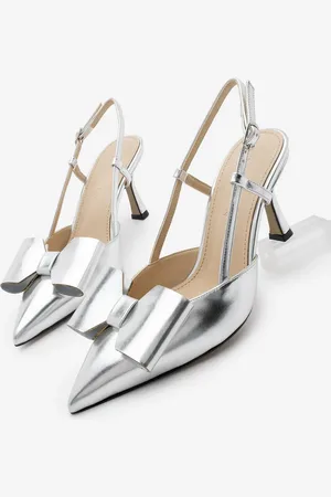 Marjin Stiletto-schuhe Mit Schleife Und Offenem Rücken In Losi-silber - 38