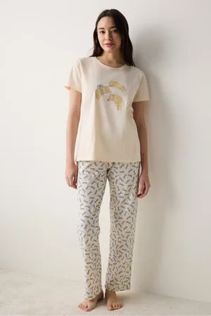 Penti Cuteness Pants Cremefarbenes Pyjama-set für Damen - S
