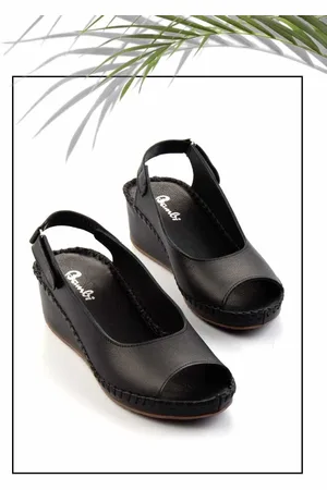 Disney Schwarze Schuhe Mit Keilabsatz Aus Echtem Leder K 05717250403 für Damen - 40