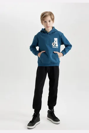 DeFacto Bedrucktes Kapuzen-sweatshirt Und Jogginghose Für Jungen – Känguru-taschendetail D2036a824au für Herren - 9–10 Jahre