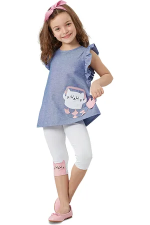 Denokids Weißes Sommer-set Aus T-shirt Und Leggings Mit Rüschen Für Mädchen für Damen - >7 Jahre