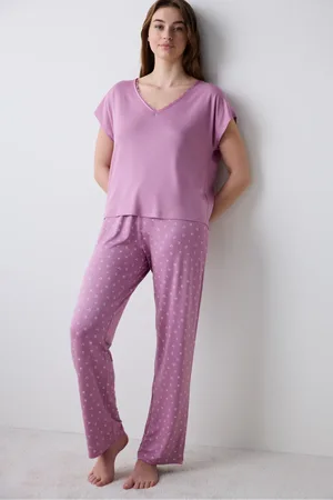 Penti Alia Soft Pants Fliederfarbenes Pyjama-set für Damen - M
