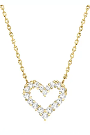 Glanzstücke Silberhalskette Kette Ve Anhänger Sterling Silber Gelbgold Zirkonia Weiß für Damen - One Size