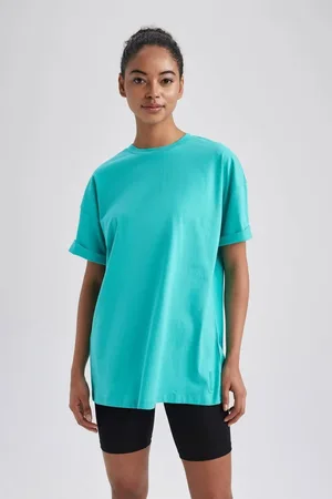 DeFacto Passform Übergroße Passform Rundhalsausschnitt Sport Bedrucktes Sportler-kurzarm-t-shirt Aus 100 % Baumwolle A7109ax23hs für Damen - 2XS