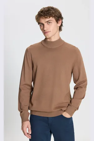 Altınyıldız Classics Nerzfarbener Rollkragenpullover Mit Halbem Kragen – Standardschnitt für Herren - XL