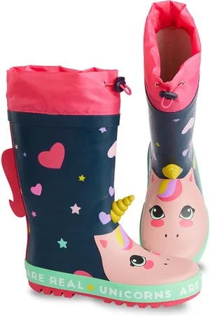 Denokids Gummistiefel Für Mädchen Mit Einhorn-muster Marineblau, Elastisch für Damen - 34