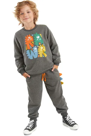 Denokids Anthrazitfarbenes Winter-trainingsanzug-set Für Jungen Rawr Serrated für Herren - 5 Jahre alt