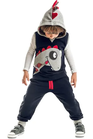 Denokids Dino-trainingsanzug-set Für Jungen – Ärmellose Weste Und Kapuze für Herren - 2 Jahre