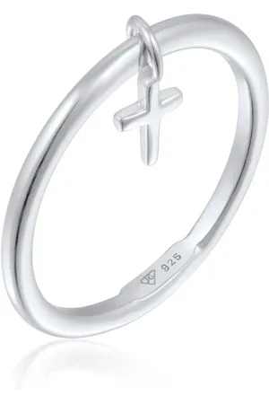Elli Ring Aus 925er-sterlingsilber – Heftklammerfarbe, Kreuz-muster Und Vergoldet für Damen - 54