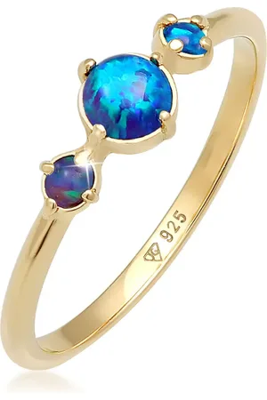 Elli Ring Trend Bandring Trio Geo Vintage Opale 925 Silber für Damen - 52