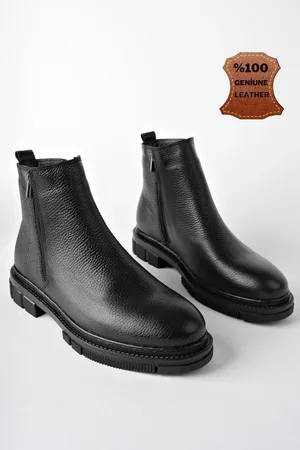 Muggo Chelsea-winterstiefel Aus Echtem Leder Mit Doppeltem Reißverschluss Und Garantie für Herren - 43