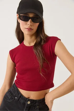 Bianco Lucci T-shirt Mit Rundhalsausschnitt Und Kurzen Ärmeln, Basic-camisole-crop-top für Damen - L