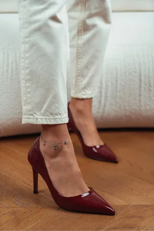 NİŞANTAŞI SHOES Melody Stiletto Aus Burgunderrotem Lackleder Mit Spitzer Zehenpartie für Damen - 38