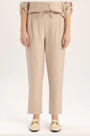 DeFacto Jogginghose Im Leinen-look Mit Taschen, Hoher Taille Und Geradem Bein R0433az24sm für Damen - 36