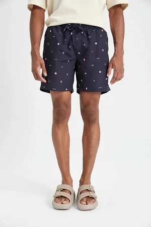 DeFacto Regular Fit Gemusterte, Mit Mesh Gefütterte, Kurze Badeshorts M8328az24hs für Herren - S
