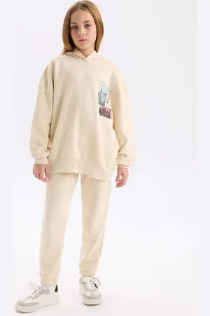 DeFacto Zweiteiliges Set Mit Bedrucktem Sweatshirt Mit Rundhalsausschnitt Und Elastischem Jogginghose Für Mädchen – D4057a824wn für Damen - 7–8 Jahre