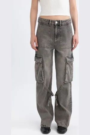 DeFacto Wide Leg Cargo-jeanshose Mit Hoher Taille, Weitem, Weitem Bein, C1145ax24sp für Damen - 38