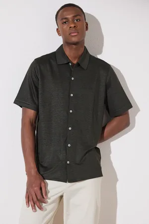 Brooks Brothers Khakifarbenes Leinen-kurzarmhemd für Herren - 3XL