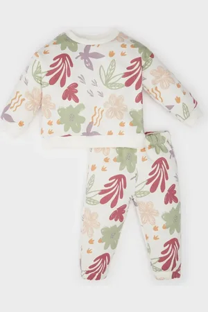 DeFacto Blumendruck-sweatshirt Mit Rundhalsausschnitt Und Elastischer Taille Für Babys – für Damen - 9–12 Monate