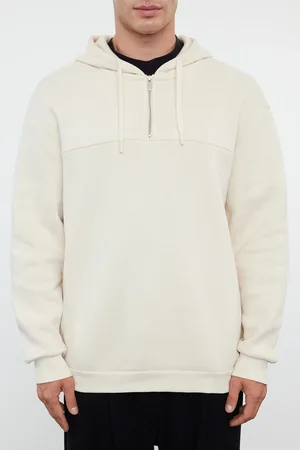 Trendyol Beiges Oversize-sweatshirt Fleece Warm Mit Reißverschluss Und Nähten für Herren - M