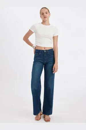 DeFacto High Waist Washed Lange Jeans Straight Wide D4312ax24au für Damen - 42
