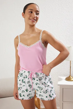Trendyol Gestrickte Pyjama-sets Mit Floraler Spitze Und Details für Damen - M