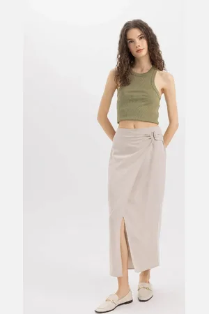 DeFacto A Form Maxirock Aus Leinenmischung Mit Normaler Taille C5993ax24sm für Damen - 42