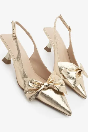 Marjin Fivas Gold – Stiletto-schuhe Mit Spitzer Zehenpartie Und Schleifendetail Und Offenem Rücken - 39